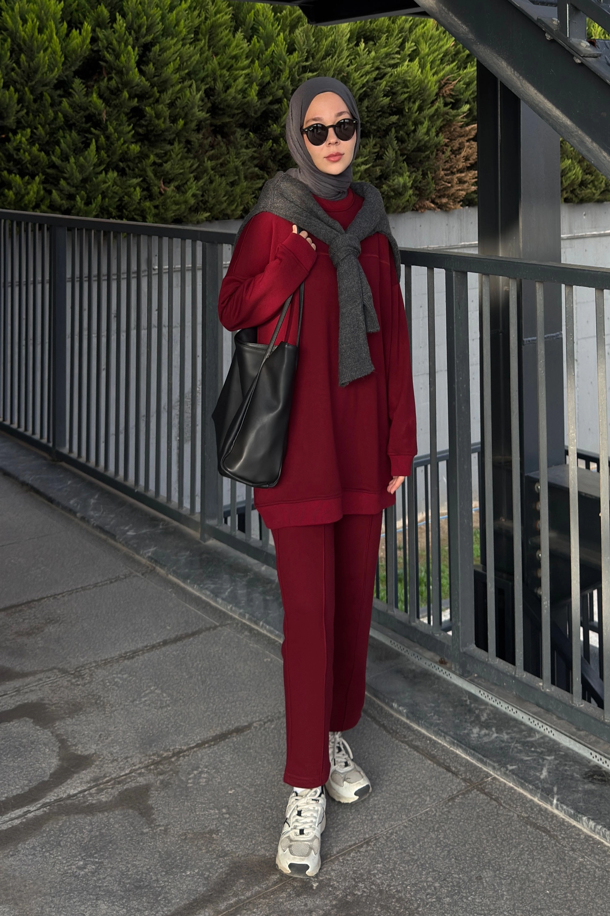 Qanu Vera Eşofman Takım Bordo - Tesettür Giyim