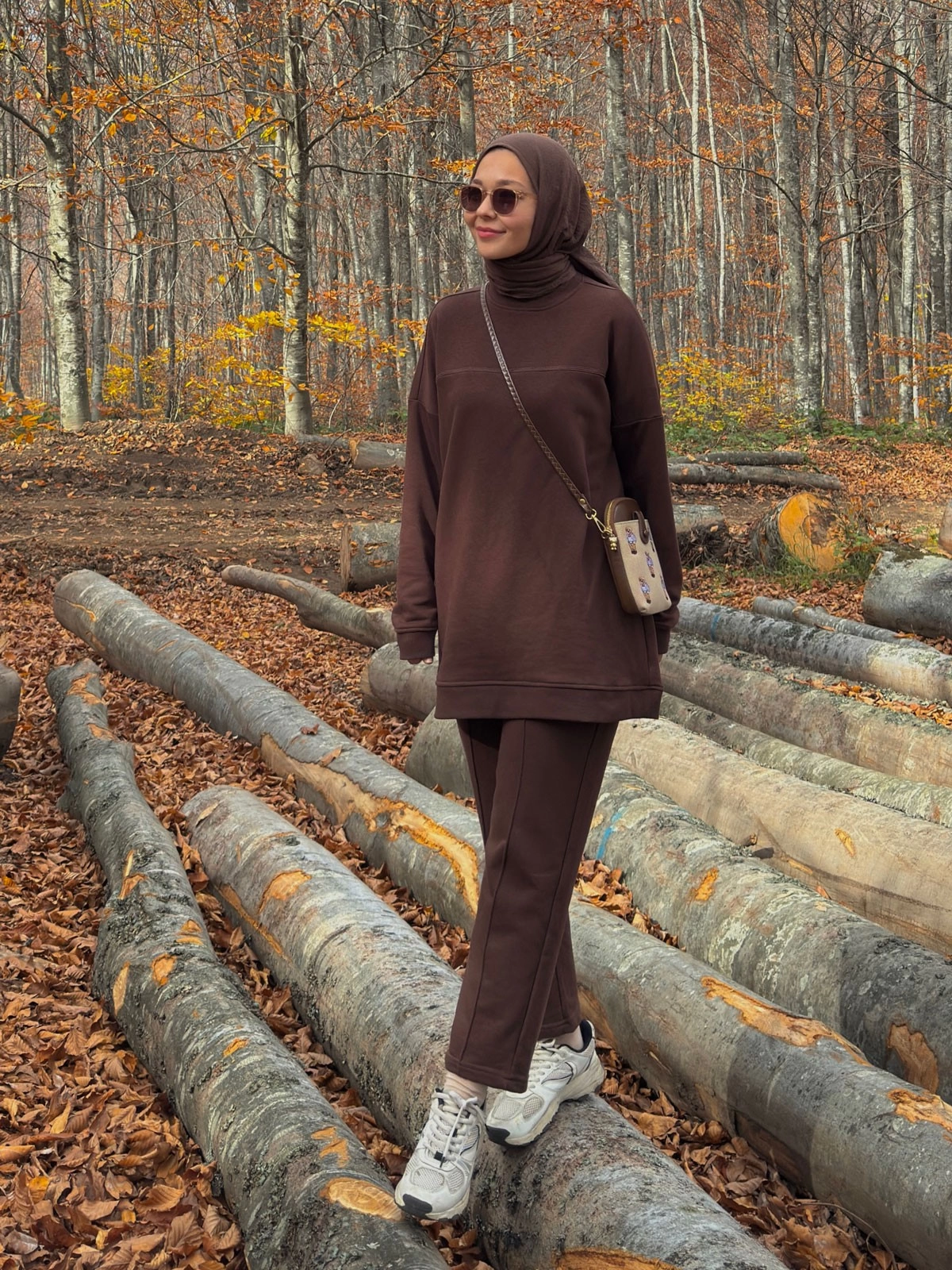 Qanu Vera Eşofman Takım Kahverengi  - Tesettür Giyim
