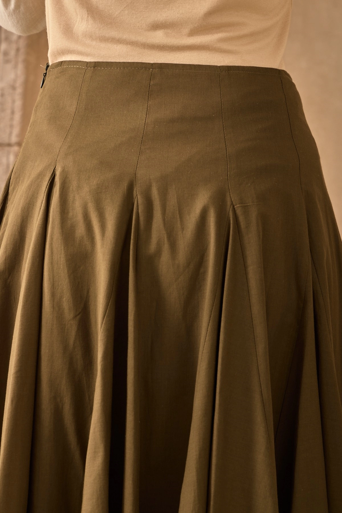 Qanu Volanlı Etek Haki