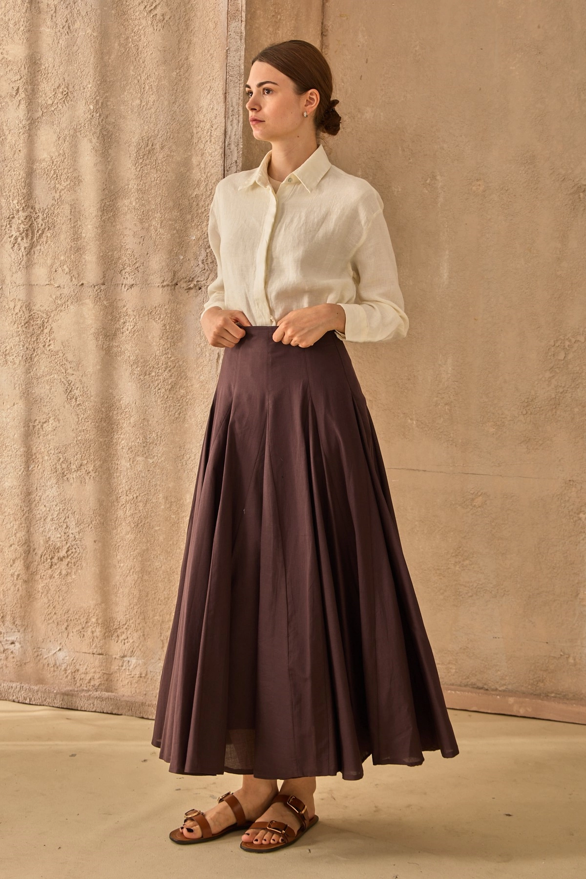 Qanu Volanlı Etek Kahverengi 