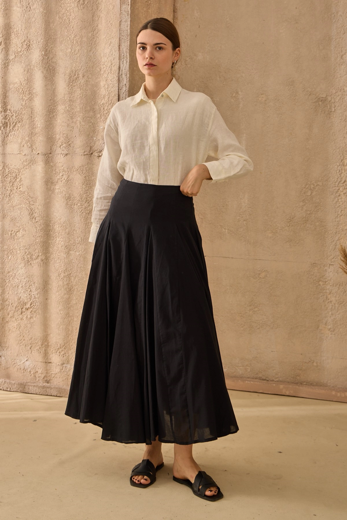 Qanu Volanlı Etek Siyah